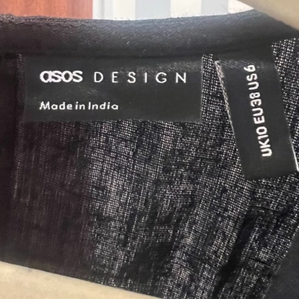 ASOS DESIGN Tall knot front ruffle sleeve romper in black US 6 - Picture 8 of 8